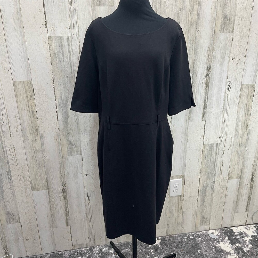 Banana Republic Dress Womens Size 16 Black Sheath Knee Length 3/4 Sleeve sku667